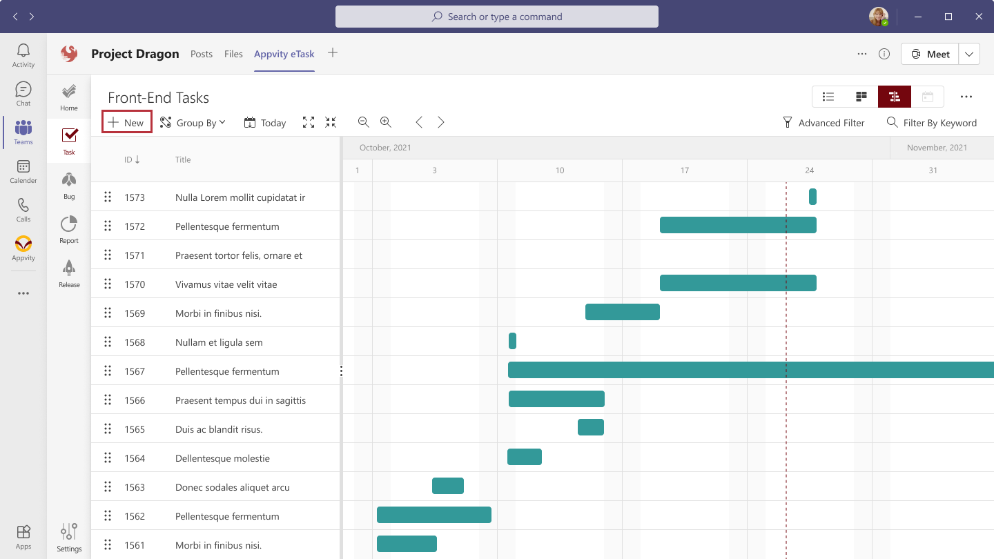 eTask Task List View