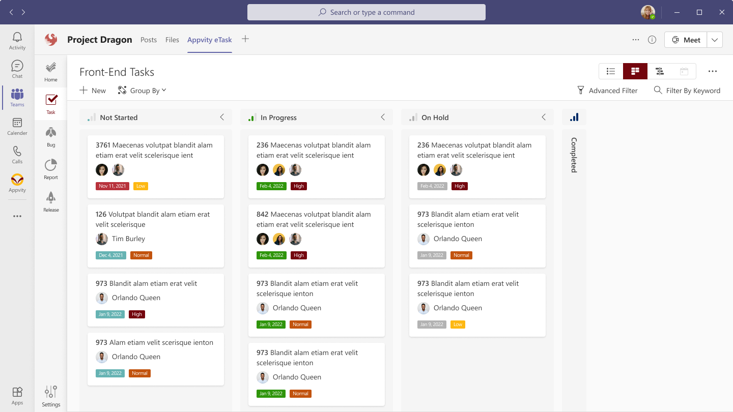 eTask Task List View