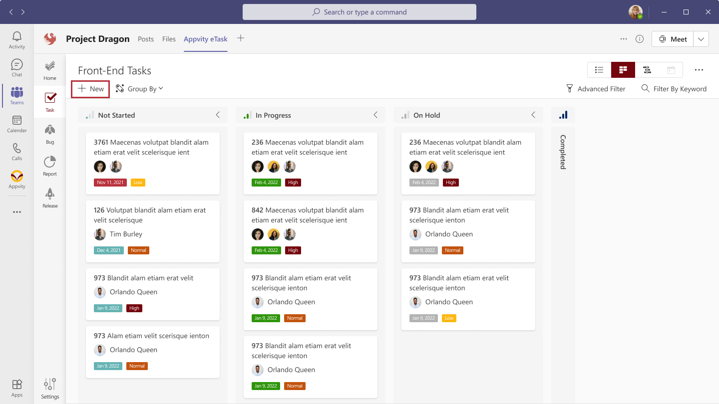 eTask Task List View