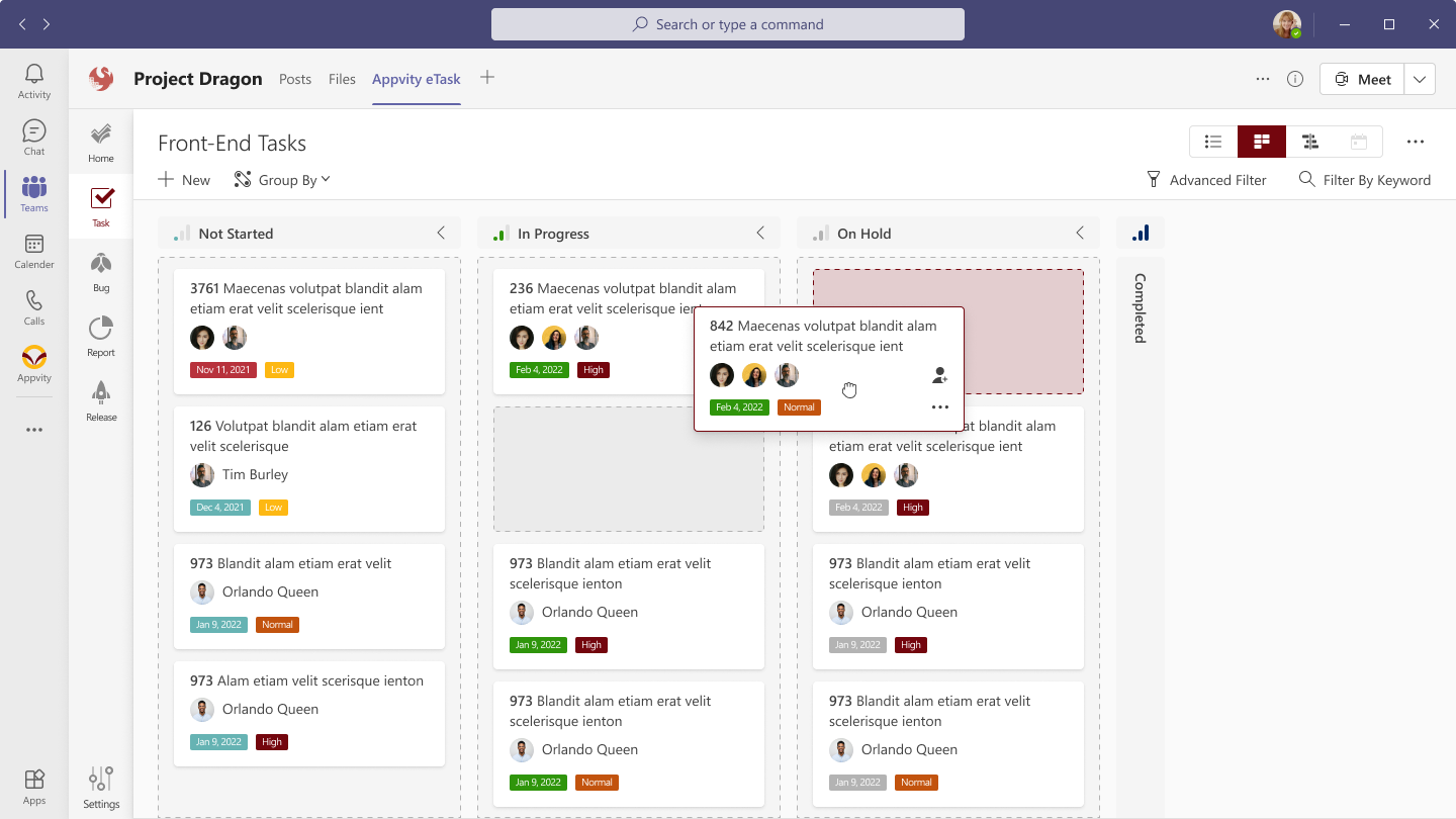 eTask Task List View